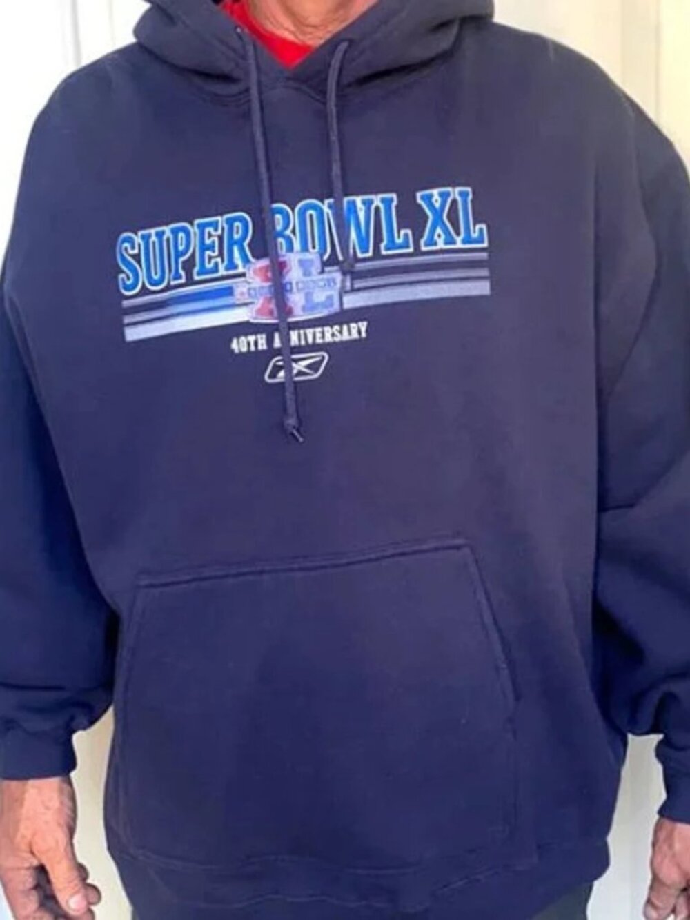 Vintage Reebok Super Bowl XL 40th Anniversary Official Hoodie Sweatshirt Size XL